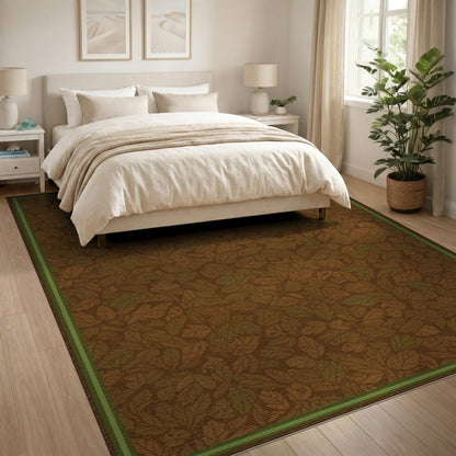 Brown Leaf and Berry Botanical Area Rug