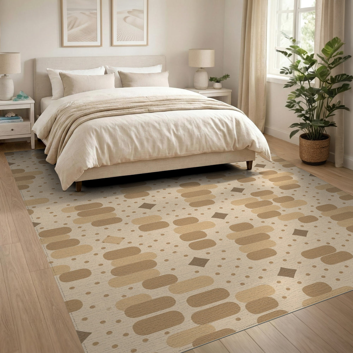 Geometric Brown Tan Area Rug