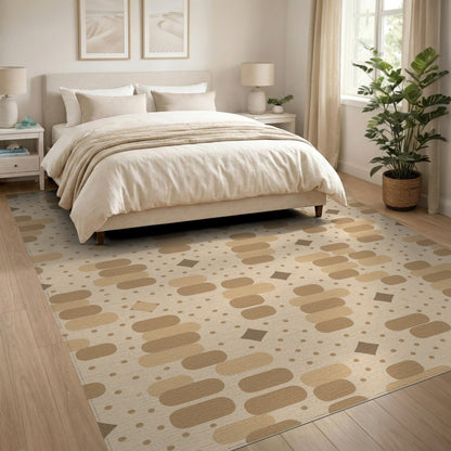 Geometric Brown Tan Area Rug