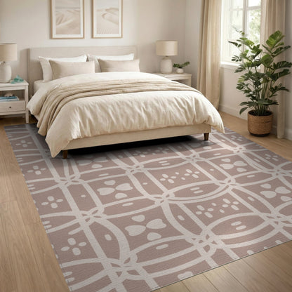 Beige Geometric Lattice Area Rug