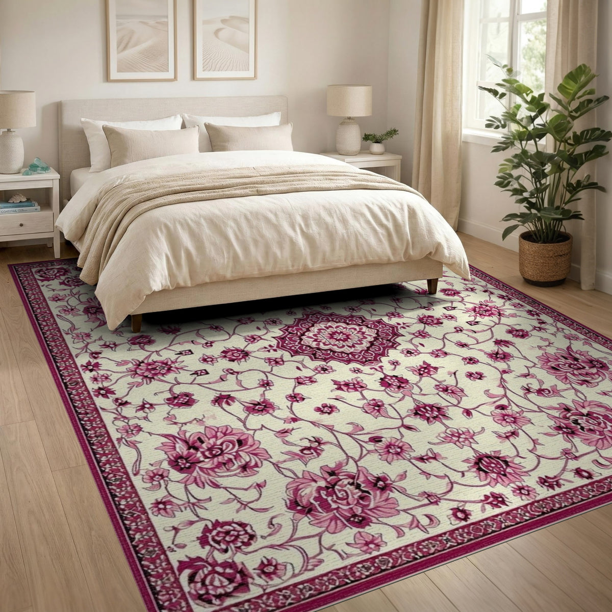 Pink Floral Medallion Vintage No. 10 Area Rug