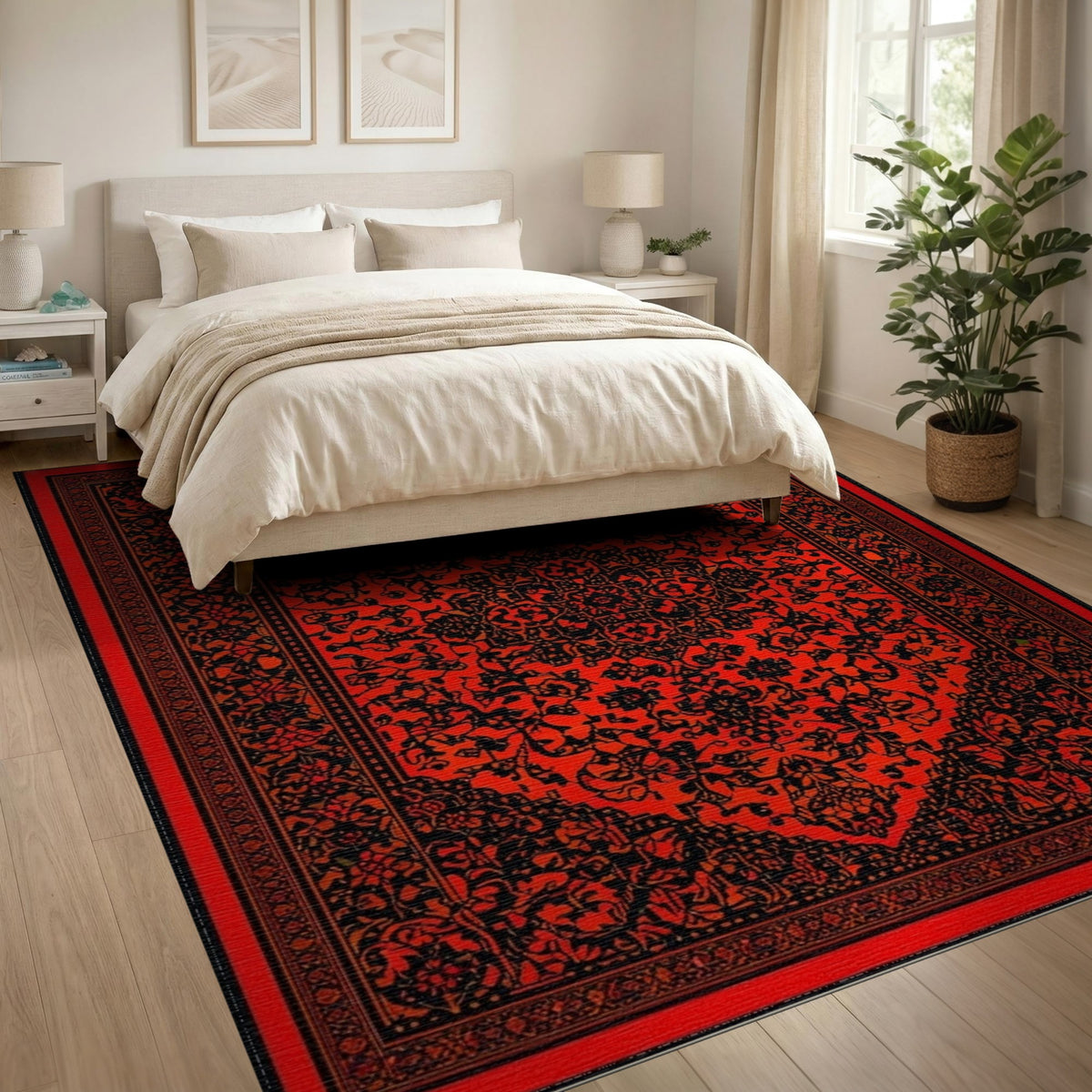Red Traditional Persian Medallion Area Rug
