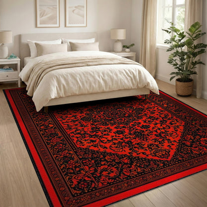Red Traditional Persian Medallion Area Rug