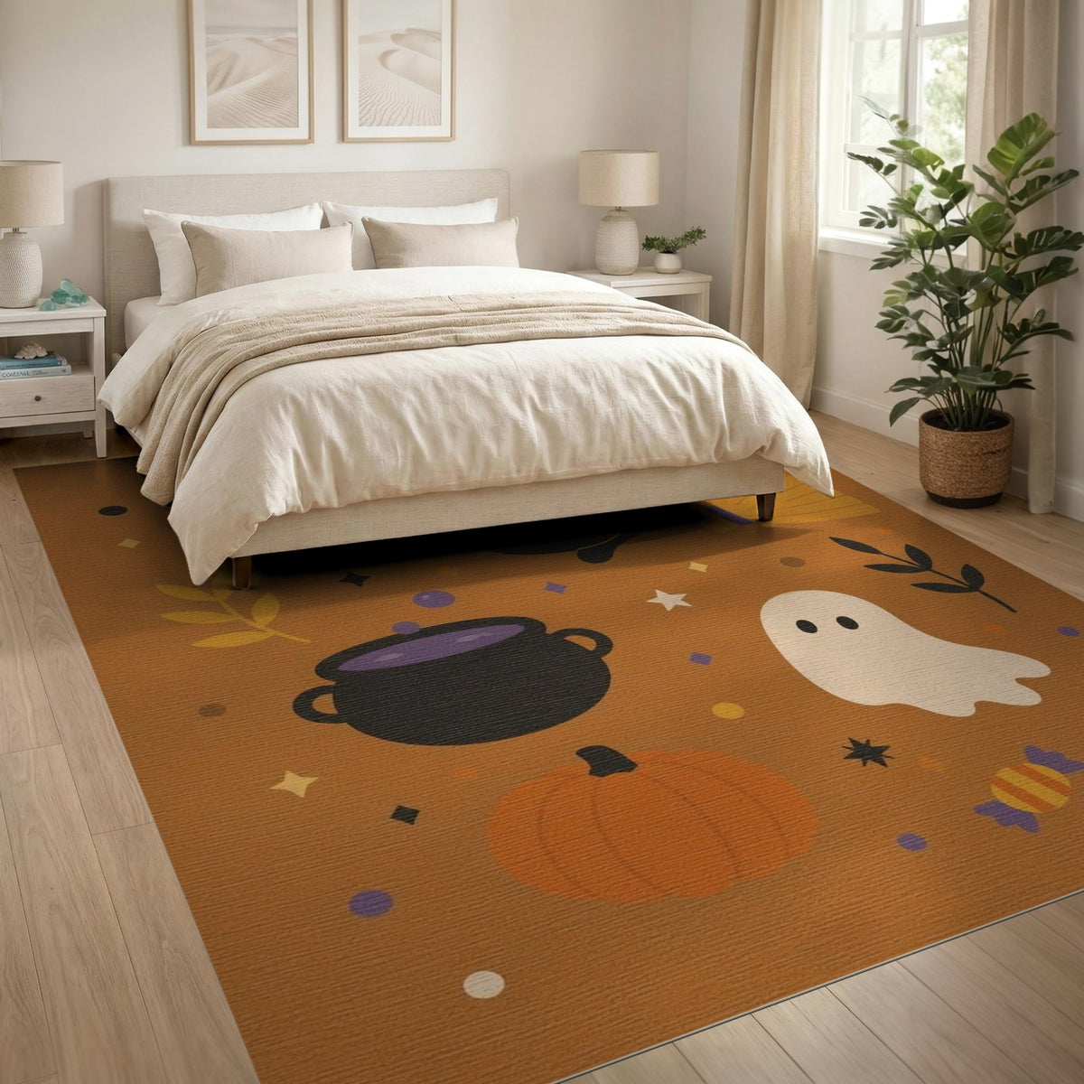 Black Cat Halloween Kids Cartoon Rug