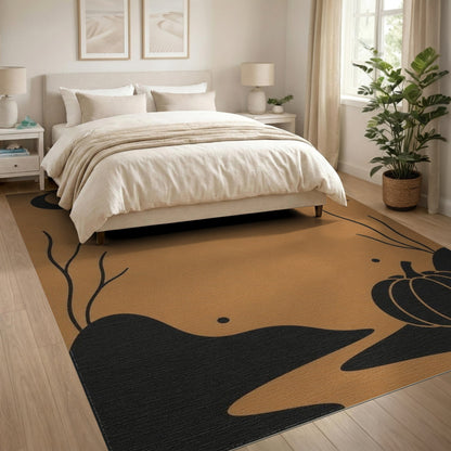 Rustic Farmhouse Orange Pumpkin Moon Area Rug