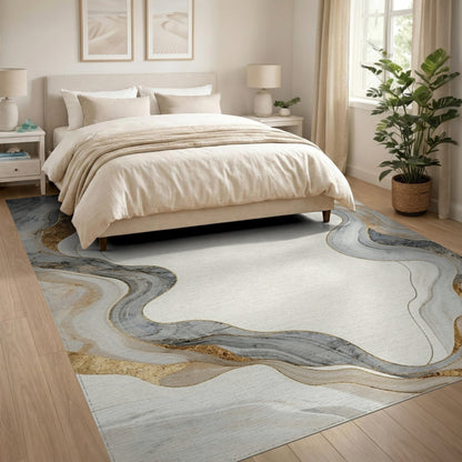 Neutral Marble Swirl Area Rug