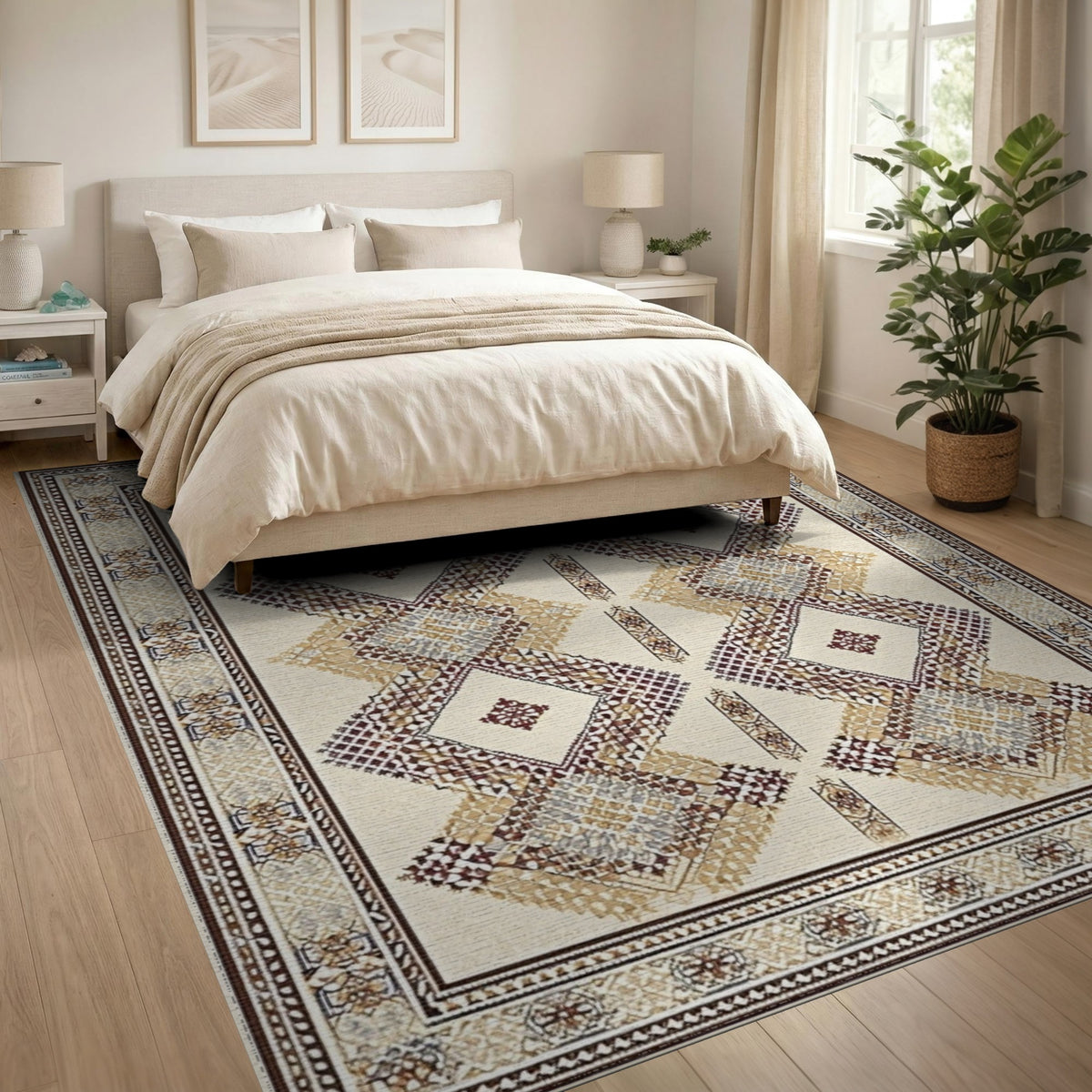 Brown Tan Traditional Persian Brown and Tan Area Rug