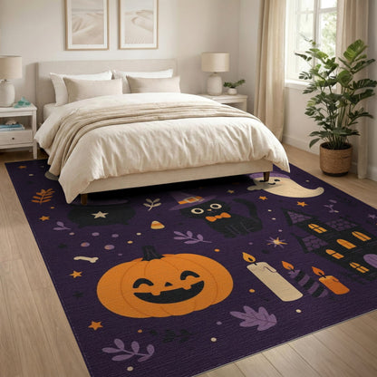 Cute Halloween Purple Kids Cartoon Area Rug