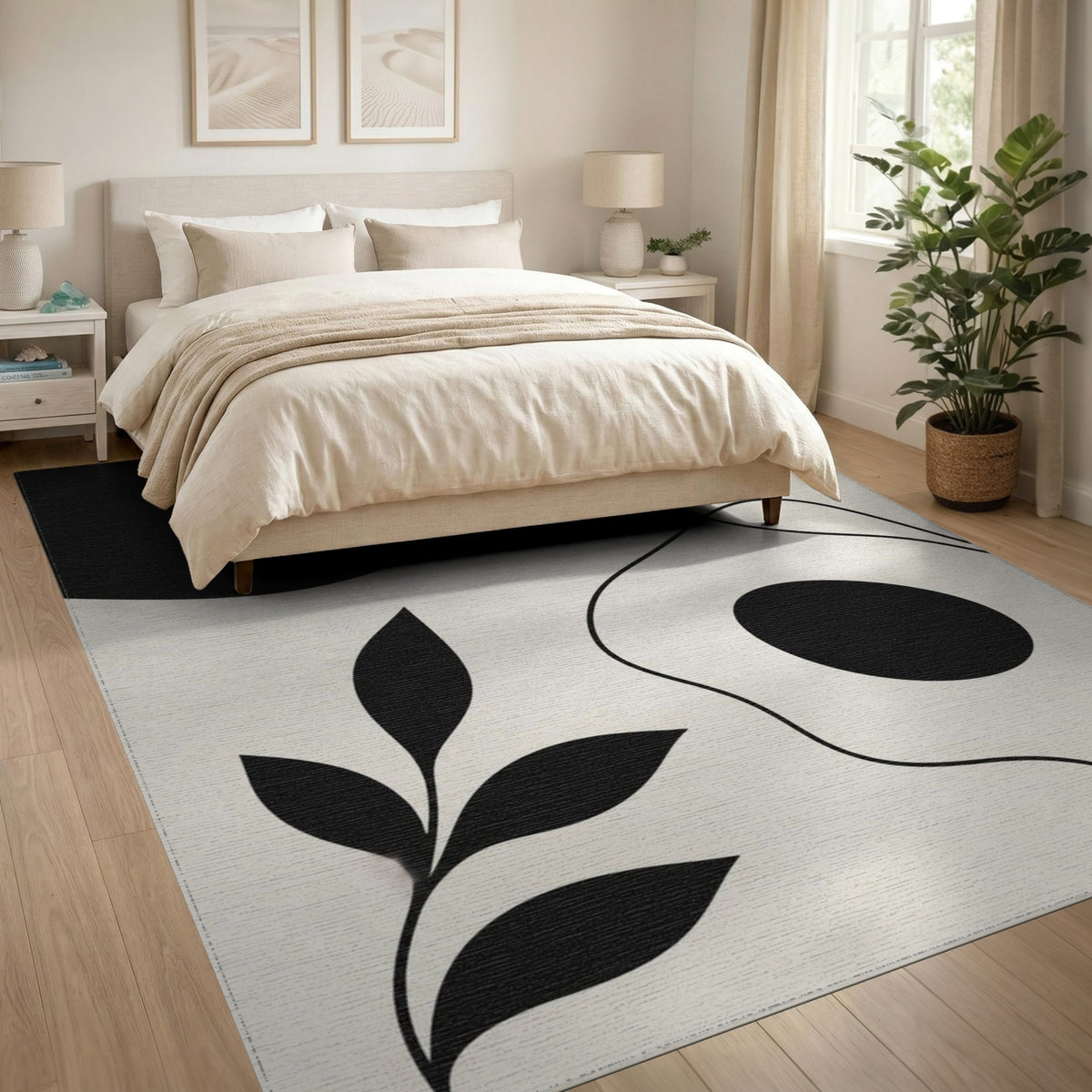 Black White Abstract Area Rug