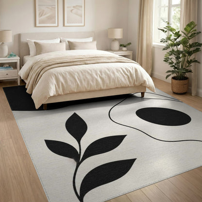 Black White Abstract Area Rug