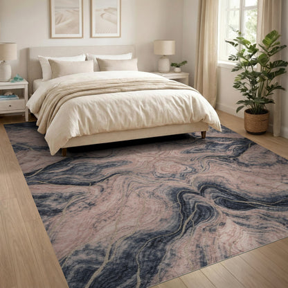 Blush Pink Abstract Marble Rug