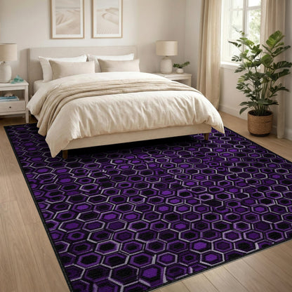 Purple Hexagon Geometric Modern Area Rug