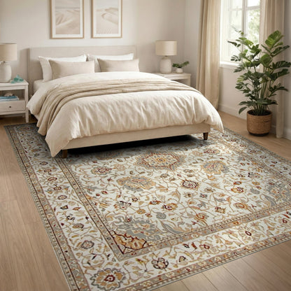 Floral Medallion Beige Persian Floral Medallion Area Rug