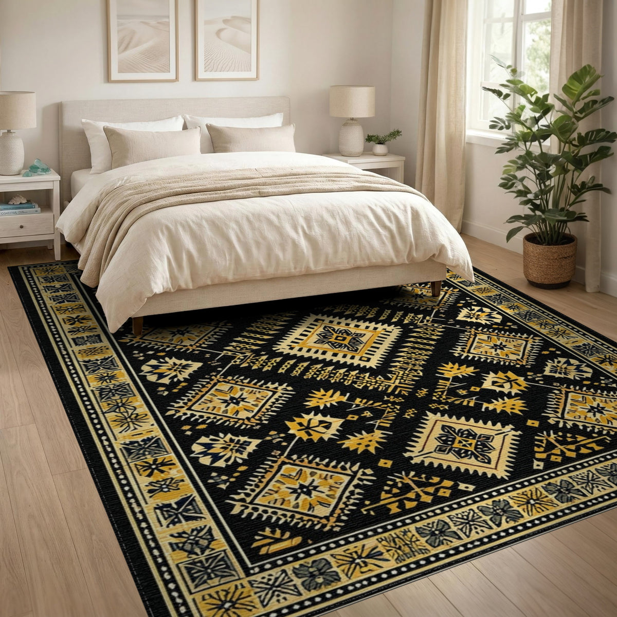 Heritage Tribal Black and Gold Area Rug