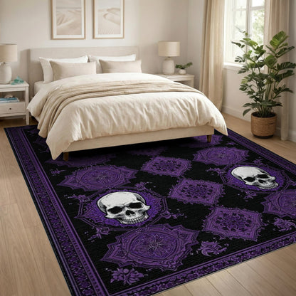 Purple Skull Mandala Area Rug