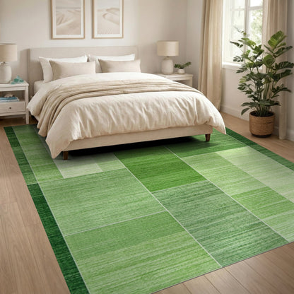 Geometric Modern Lush Green Geometric Block Area Rug