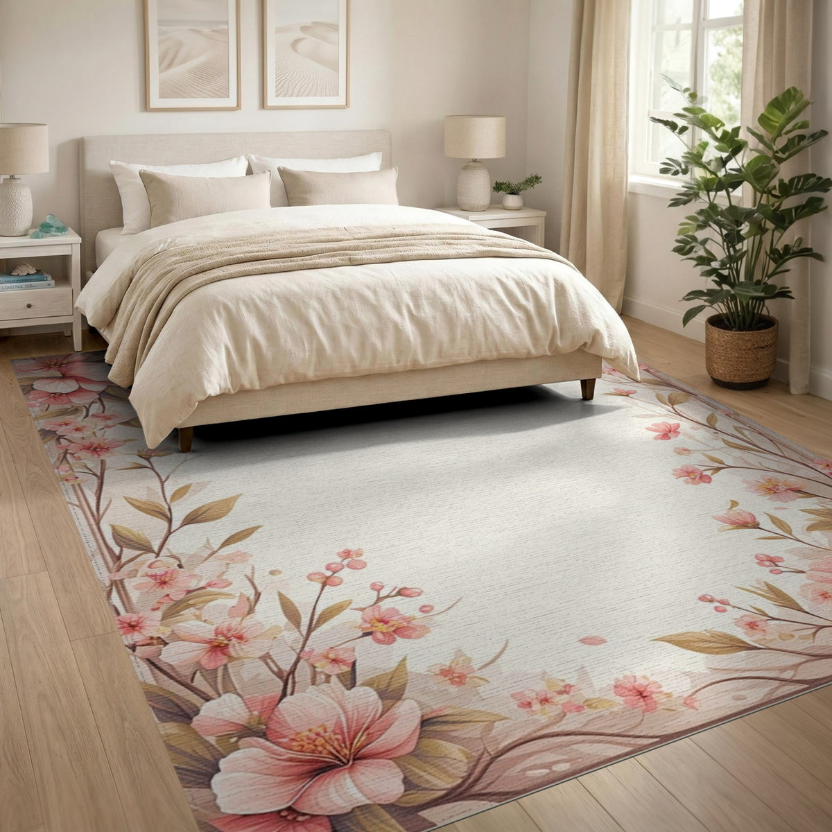 Pink Floral Vintage Washable No. 31 Area Rug