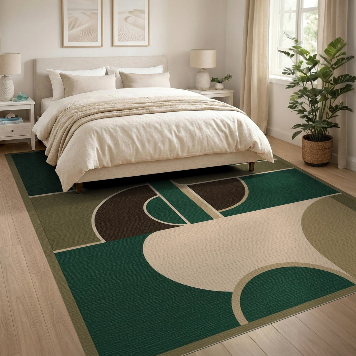 Green Geometric Area Rug