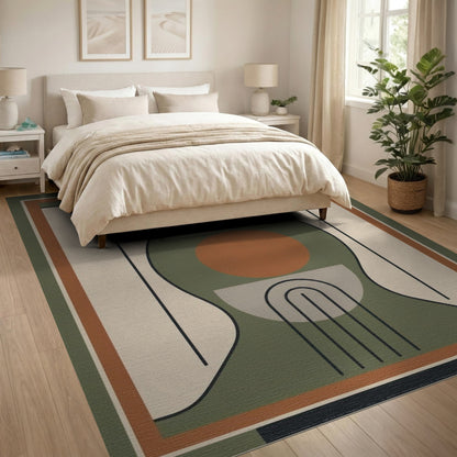 Green Geometric Arch Area Rug