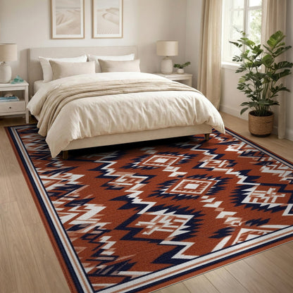 Brown and Tan Geometric Southwestern Brown Geometric Area Rug