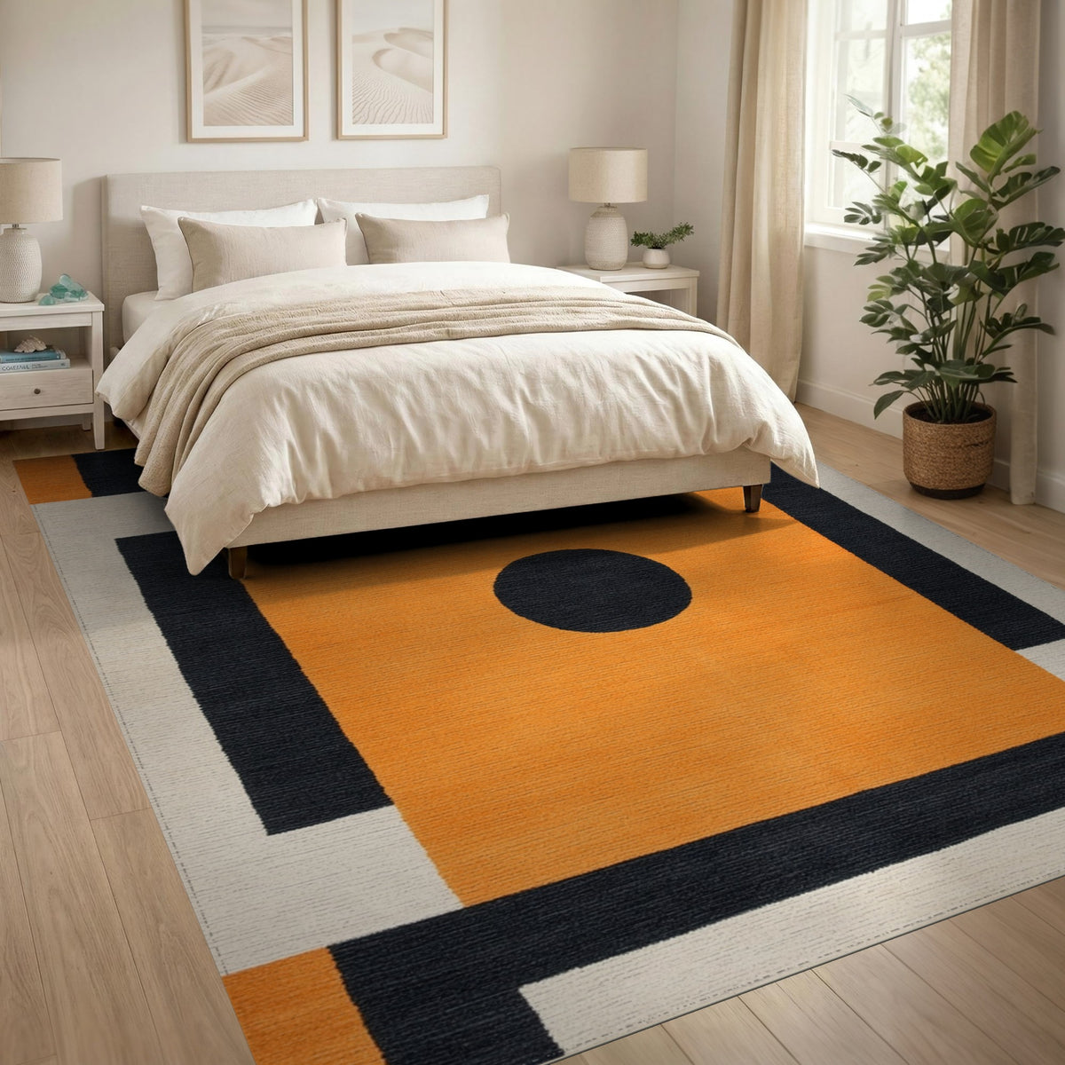 Geometric Modern Bold Orange Geometric Circle Area Rug