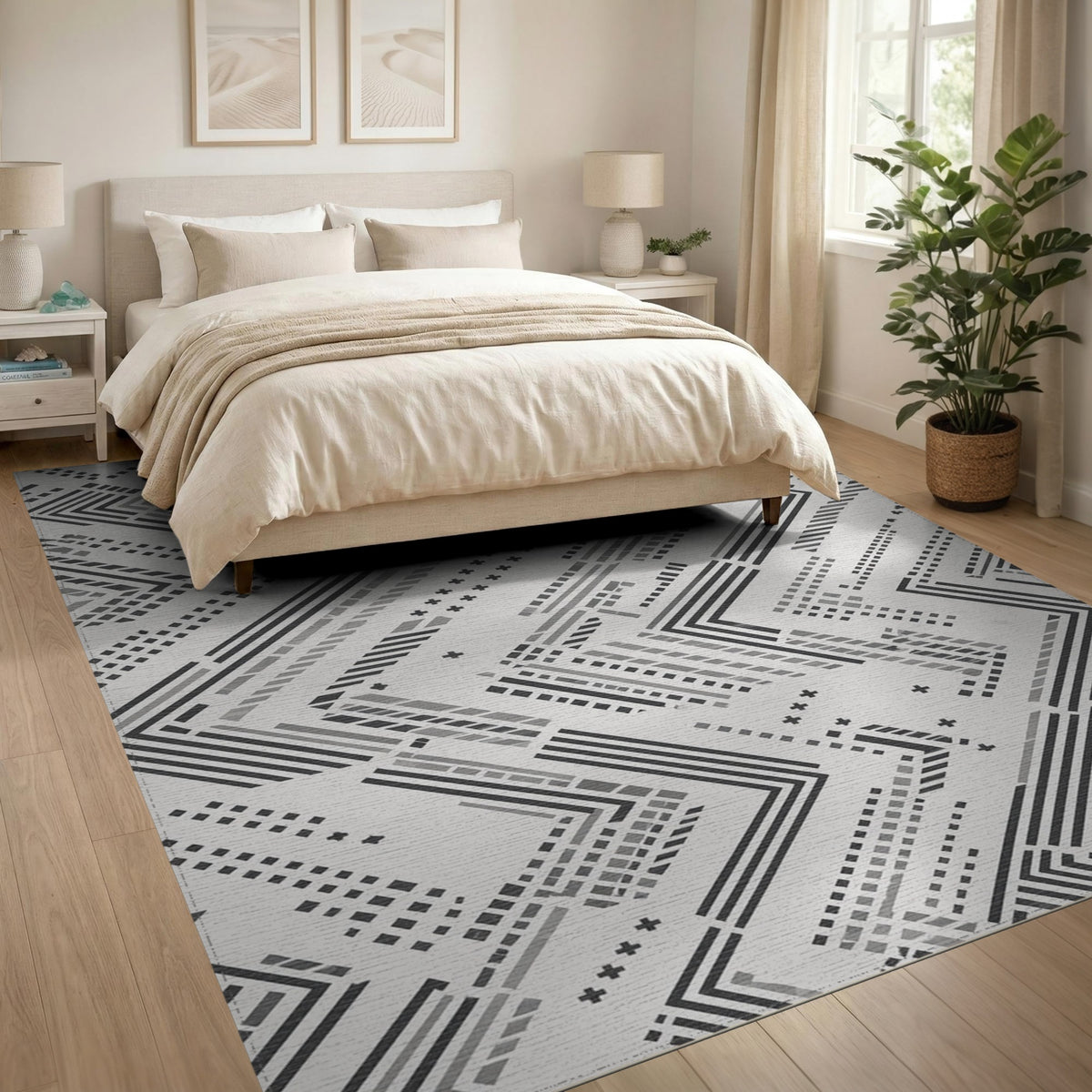 Geometric Modern Black and White Black White Geometric Chevron Area Rug