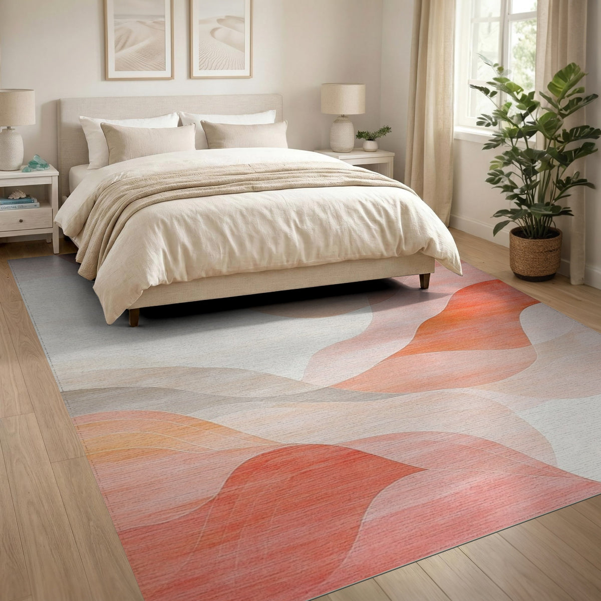 Abstract Area Wave Orange Wave Abstract Area Rug
