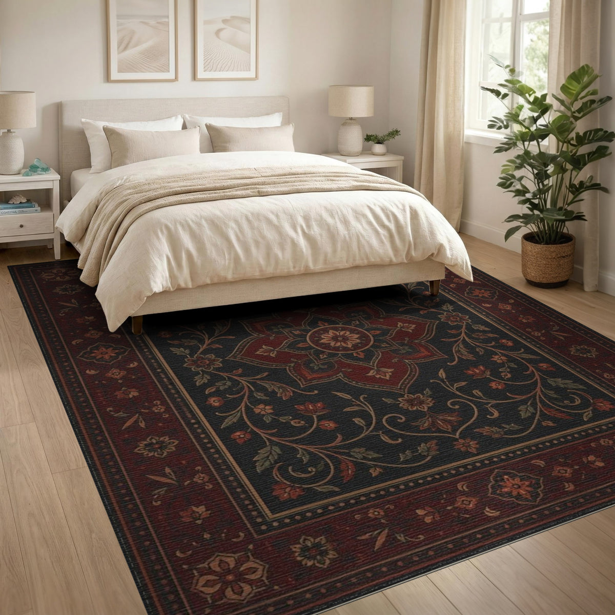 Traditional Persian Floral Red Traditional Persian Floral Area Rug