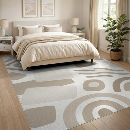 Beige Abstract Neutral Beige and Neutral Area Rug