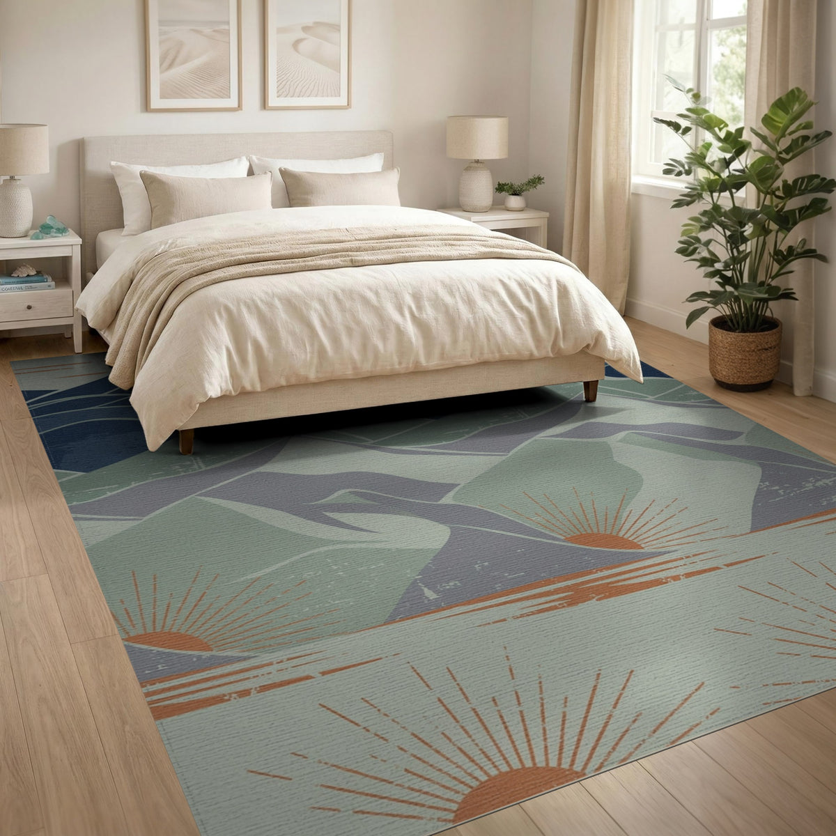Blue Mountain Peaks Distressed Area Rug