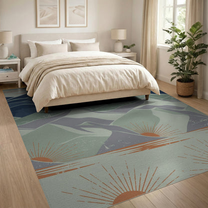 Blue Mountain Peaks Distressed Area Rug