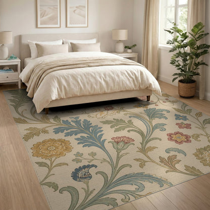 Vintage Floral Beige Area Rug