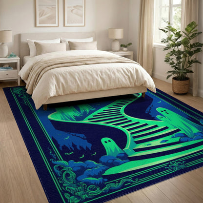 Washable Green Ghost Staircase Area Rug