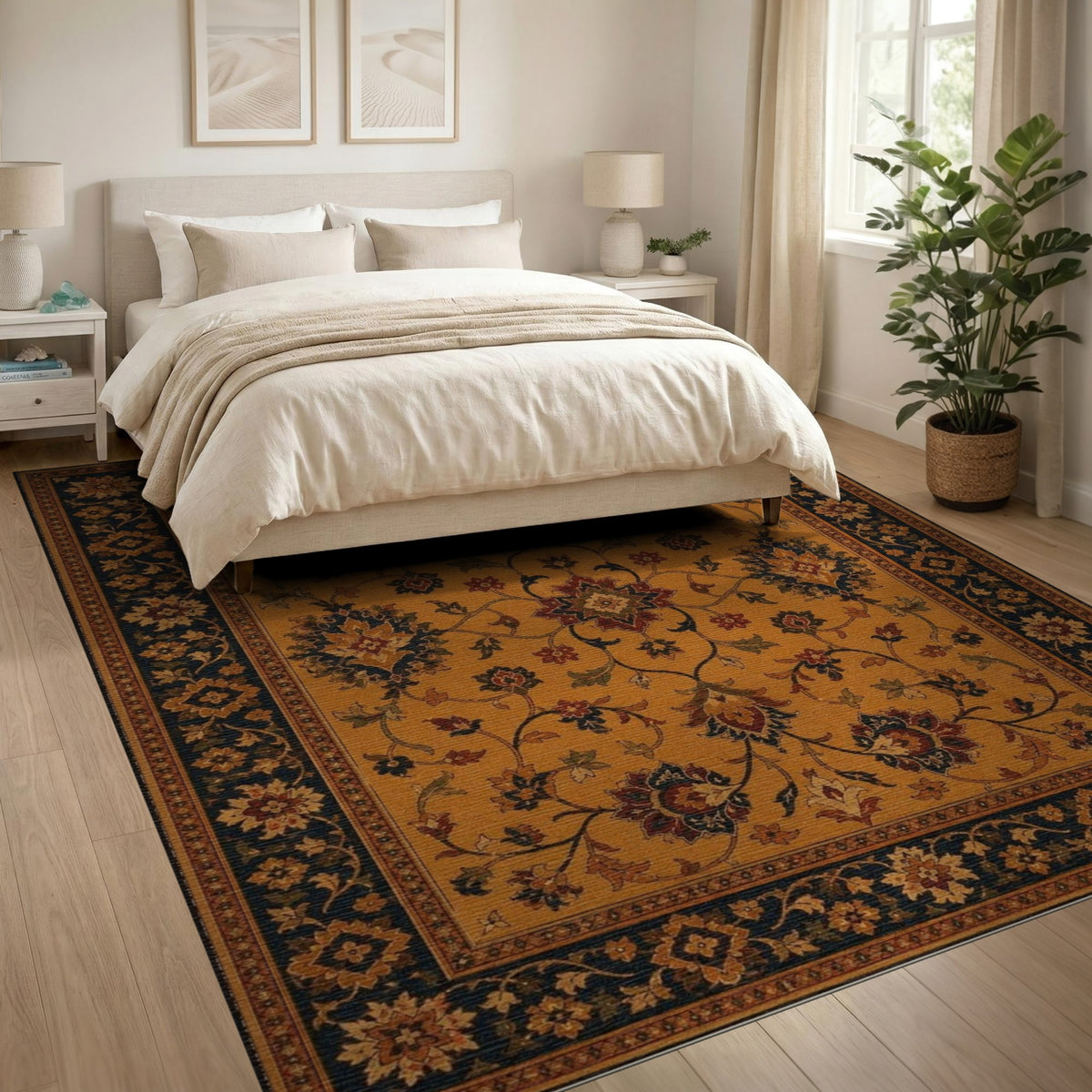 Yellow Persian Floral Area Rug