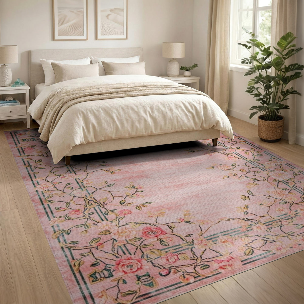 Pink Rose Floral Vintage No. 22 Area Rug