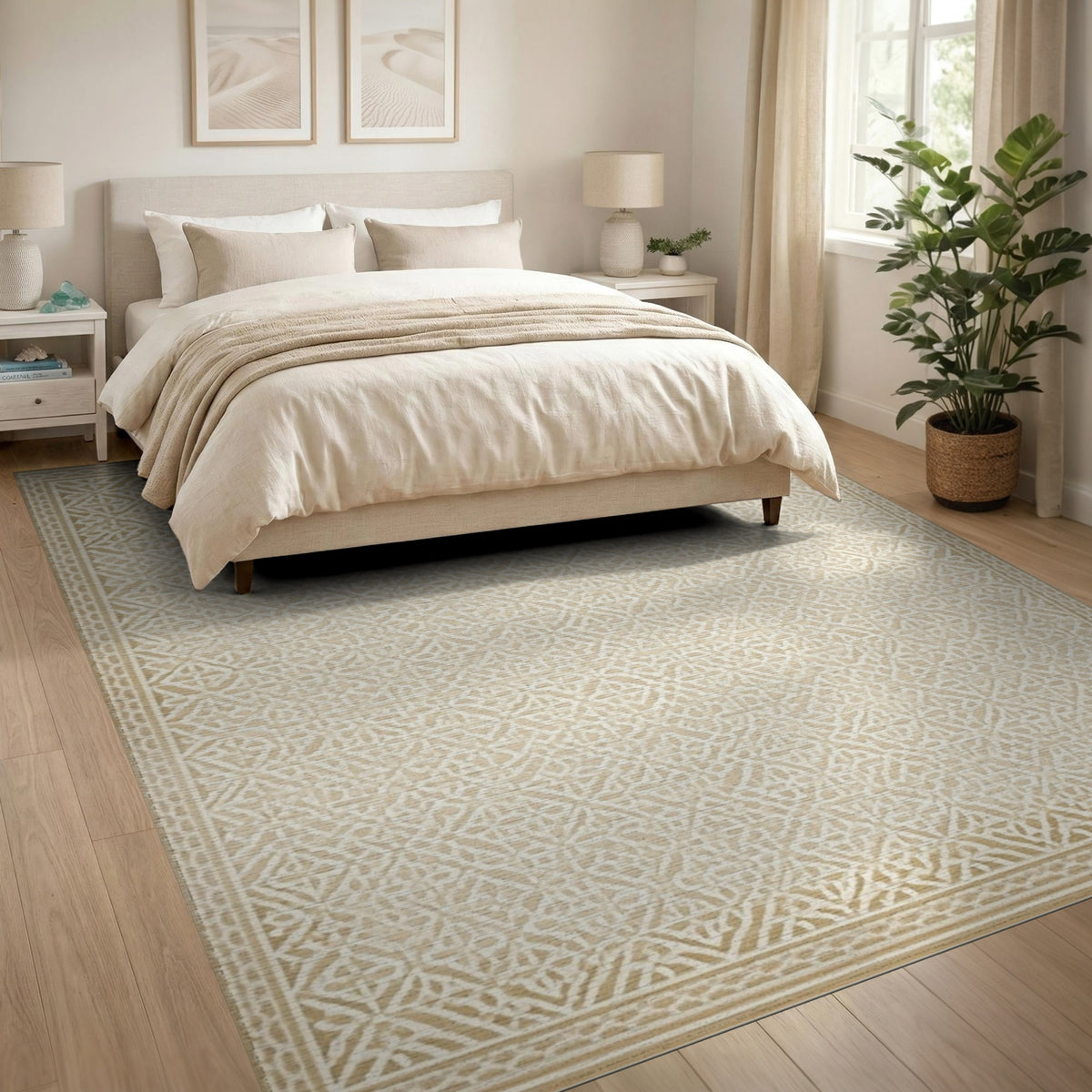 Beige Traditional Persian Beige and Neutral Area Rug