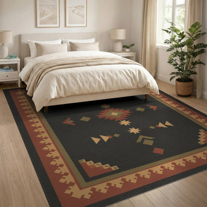 Southwestern Geometric Brown and Tan Area Rug