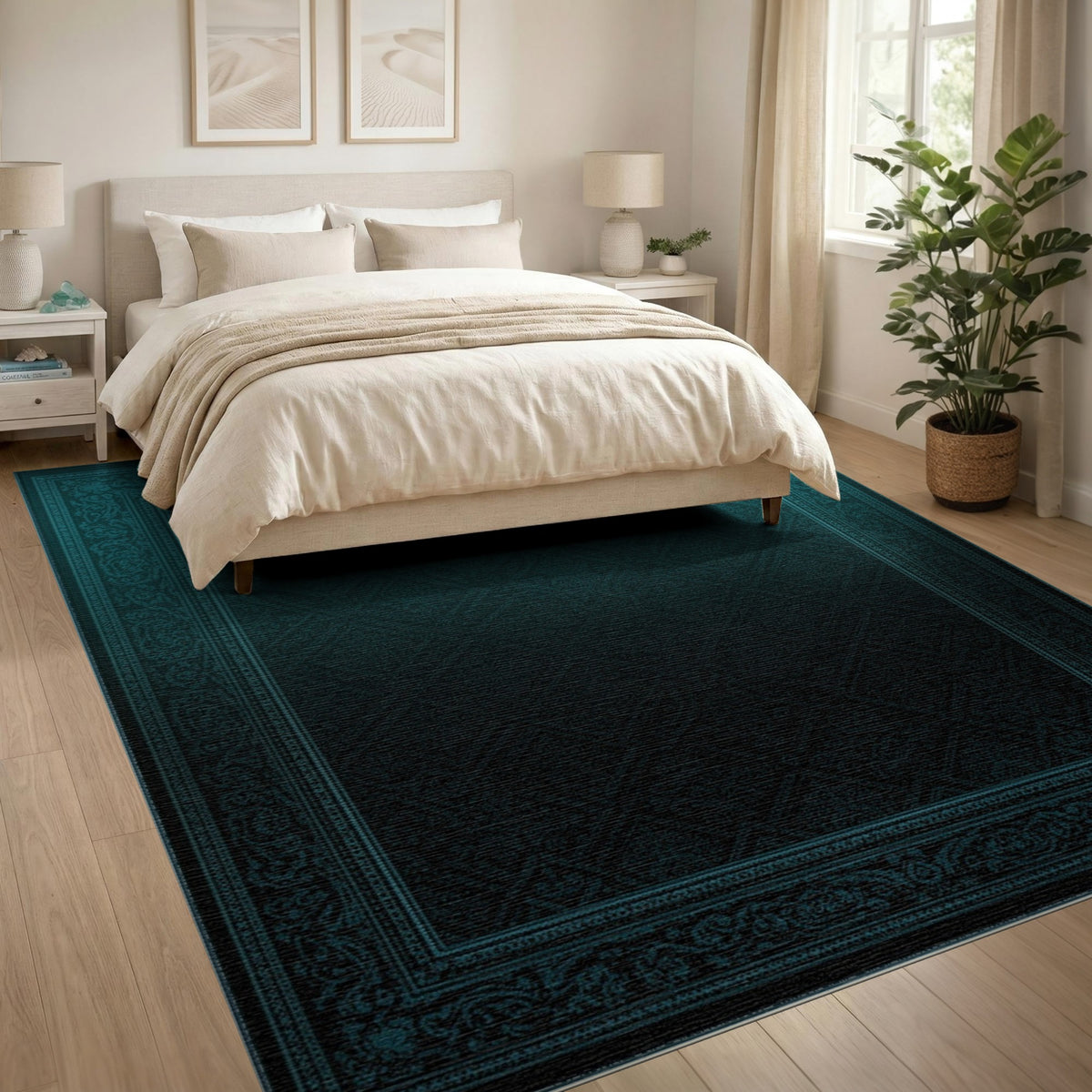 Blue and Teal Ornate Persian Area Rug