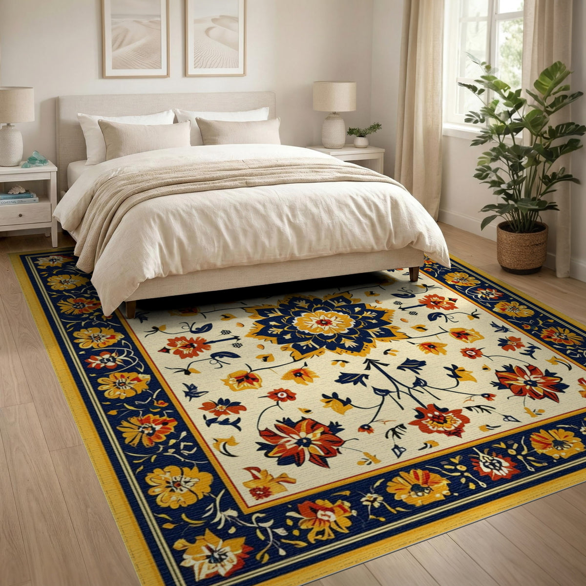 Vibrant Multi-Color Floral Medallion Area Rug