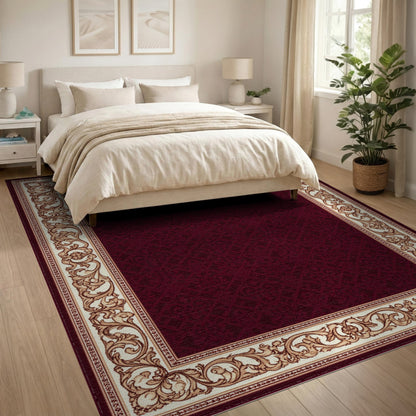 Luxurious Red Persian Area Rug with Ornate Border