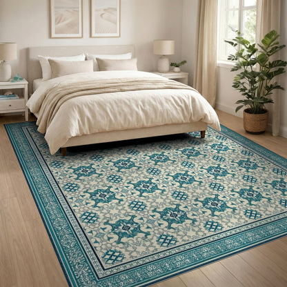 Blue Teal Persian Medallion No. 13 Area Rug