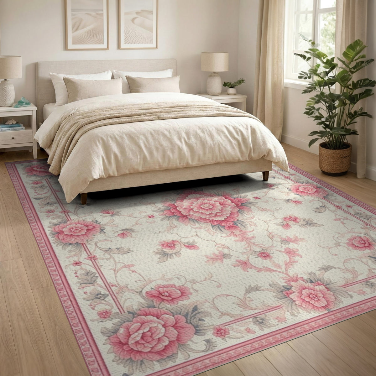 Pink Peony Floral Vintage No. 7 Area Rug