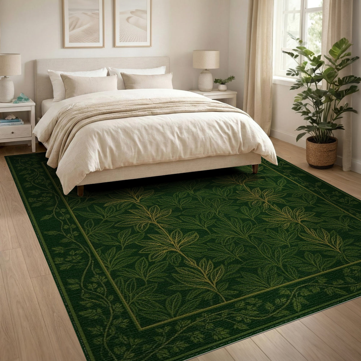 Green Vintage Botanical Area Rug