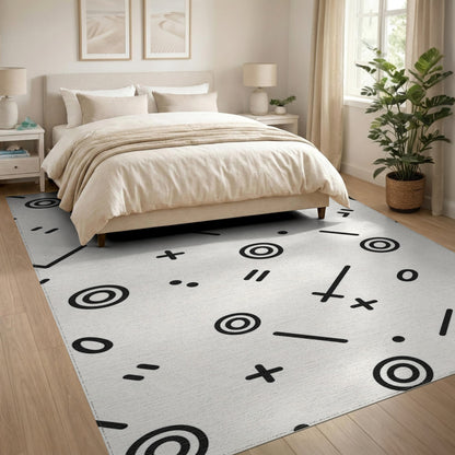 Black and White Washable Black White Geometric Washable Area Rug