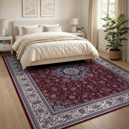 Red Traditional Persian Red Floral Medallion Traditional Persian Area Rug