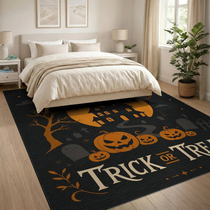 Orange Trick or Treat Halloween Area Rug