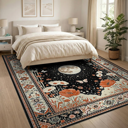 Starry Moon Poppy Floral Area Rug