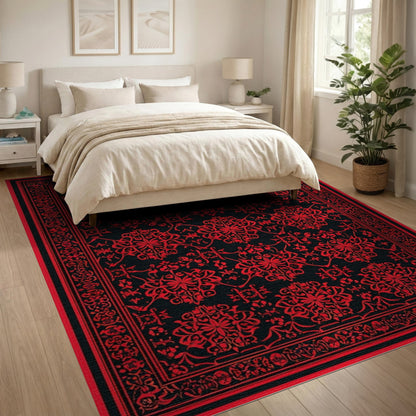 Traditional Persian Red Bold Red Persian Floral Area Rug