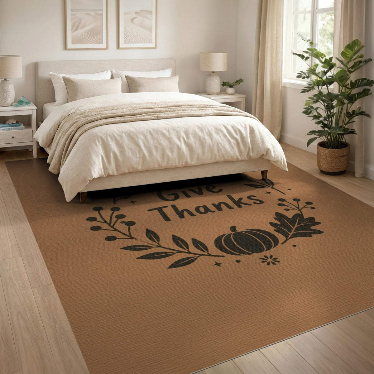Give Thanks Pumpkin Wreath Area Rug