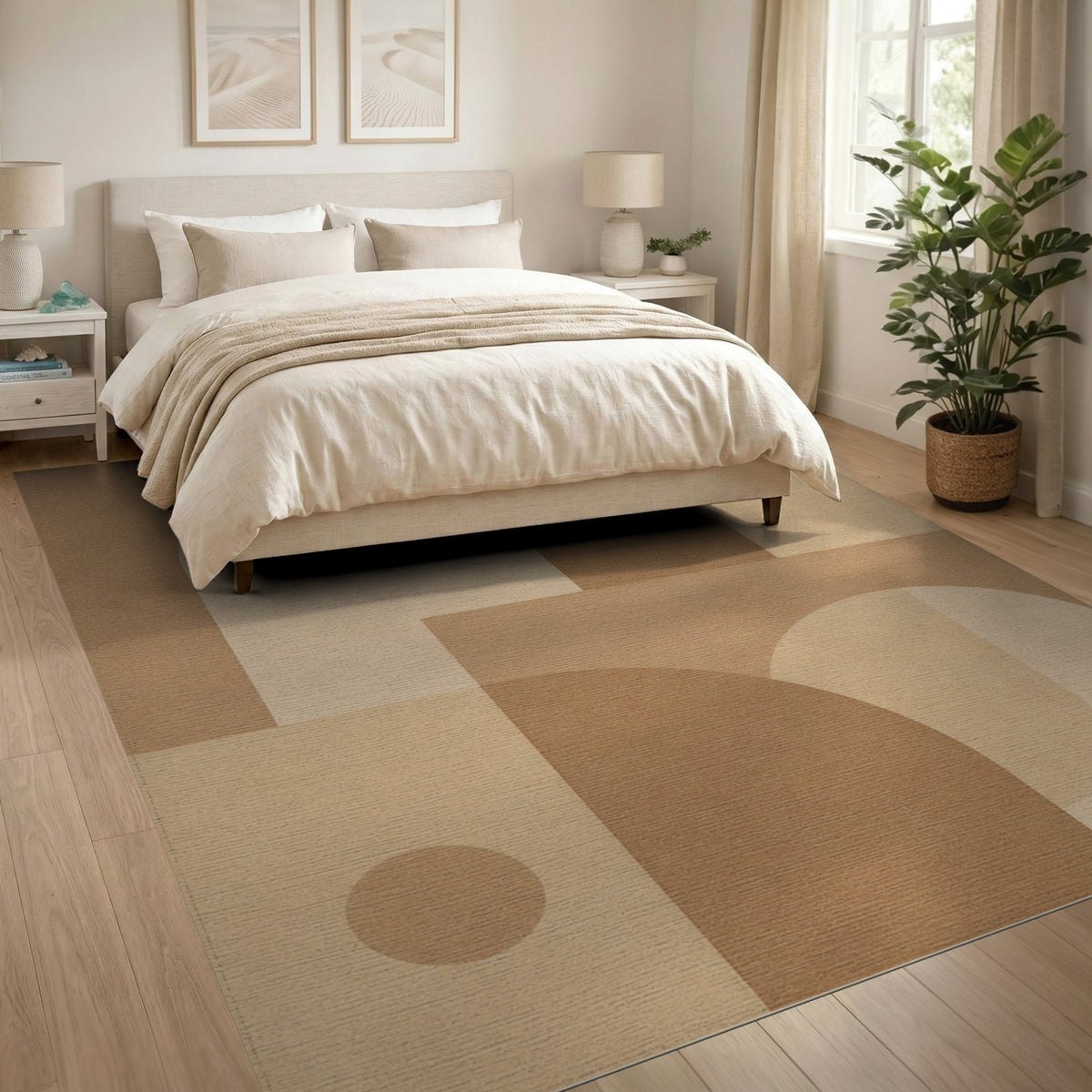 Abstract Geometric Brown Tan Brown and Tan Area Rug